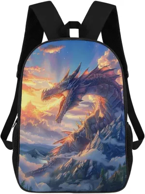Dragon Breathing Fire Unisex Backpack 17" Casual Daypacks Simple Shoulders Bag for Camping Hiking Travel Gear