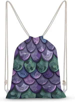Dragon Scales Texture Drawstring Backpack Gym Bag Pull String Sport Bag for Women And Men 30x40cm