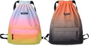 Drawstring Backpack Water Resistant String Bag Nylon Cinch Sport Gym Bag Sackpack