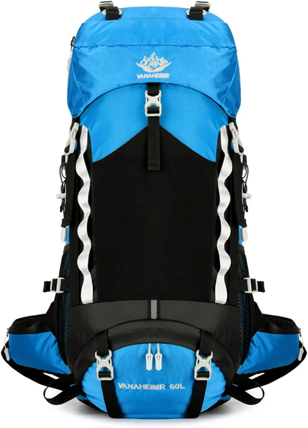 Durable Outdoor Hiking Camping Backpack 60L Capacity Mountaineering Sports Rucksack for Women and Men, Blue, app. 34x25x72cm /13.38x9.84x28.34in