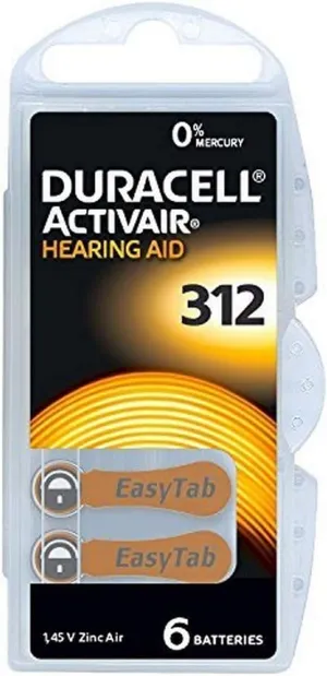 Duracell Hearing Aid Batteries Size 312, 60 Count (Pack of 1) batteries