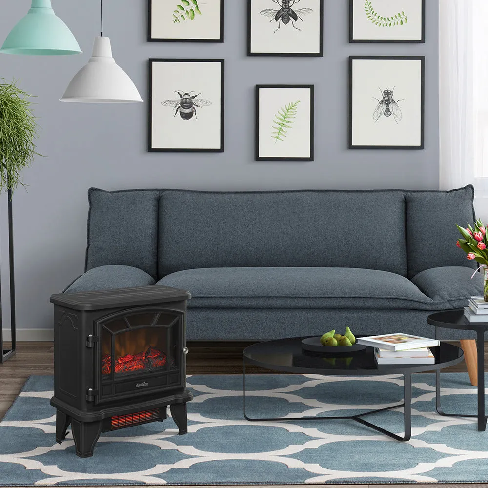 Duraflame 550 Black Infrared Freestanding Electric Fireplace Stove with Remote Control - DFI-550-22