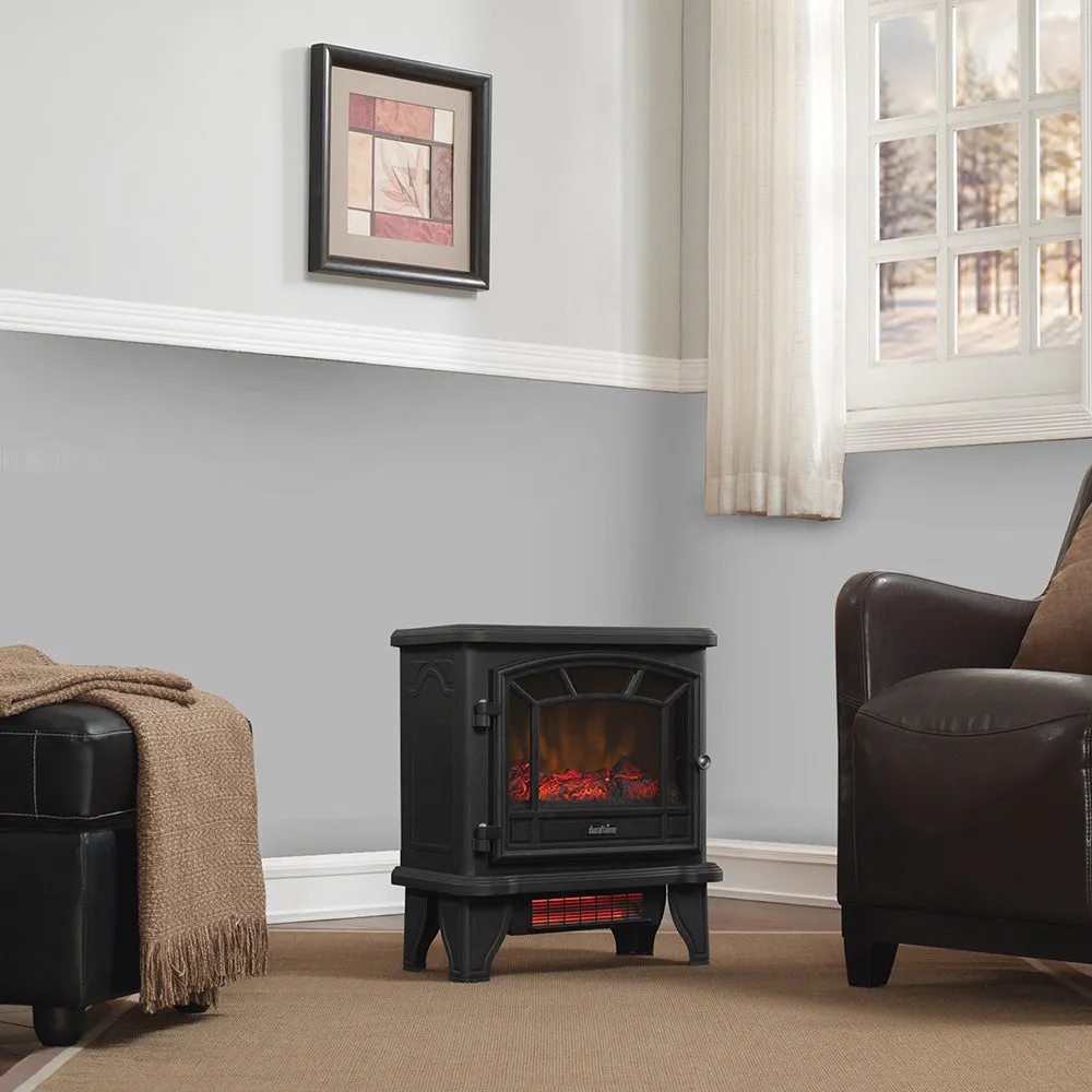 Duraflame 550 Black Infrared Freestanding Electric Fireplace Stove with Remote Control - DFI-550-22