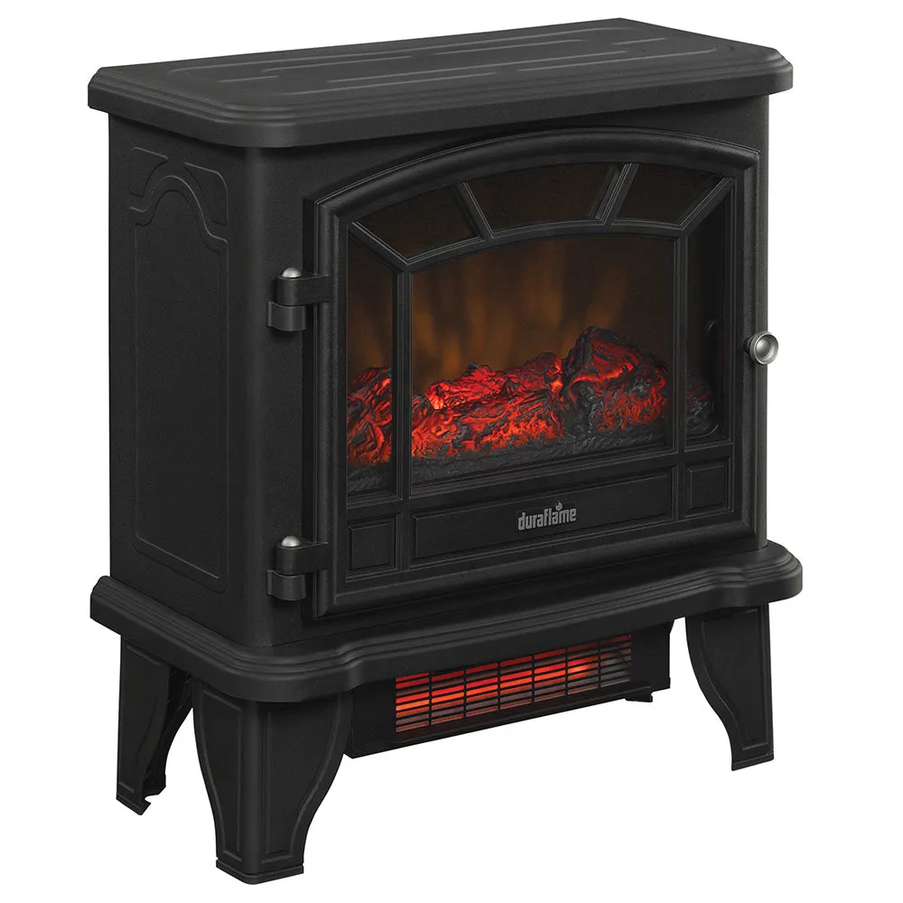Duraflame 550 Black Infrared Freestanding Electric Fireplace Stove with Remote Control - DFI-550-22