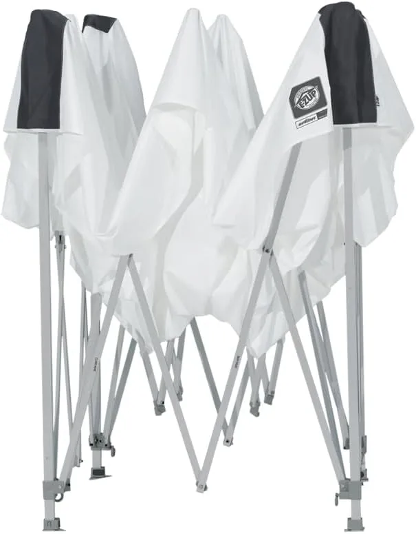 E-Z UP Ambassador Instant Pop Up Canopy Tent, 10' x 10', Roller Bag and 4 Piece Spike Set, Slate White