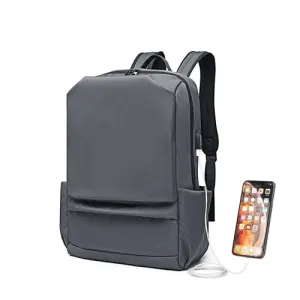 E6913 - Kono Water Resistant Travel Backpack with USB Charging Port - Grey