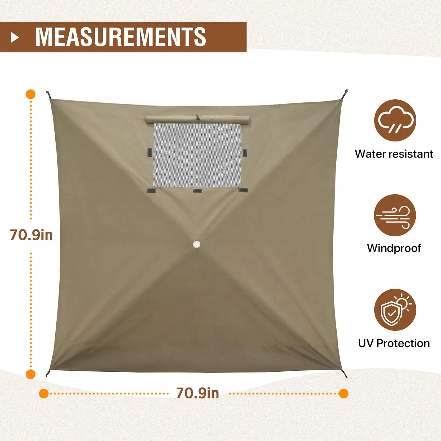 EAGLE PEAK Wind Screen Side Wall Panel with Window, Weather-Resistant, UV Protected and Waterproof, 2 Pack, Beige