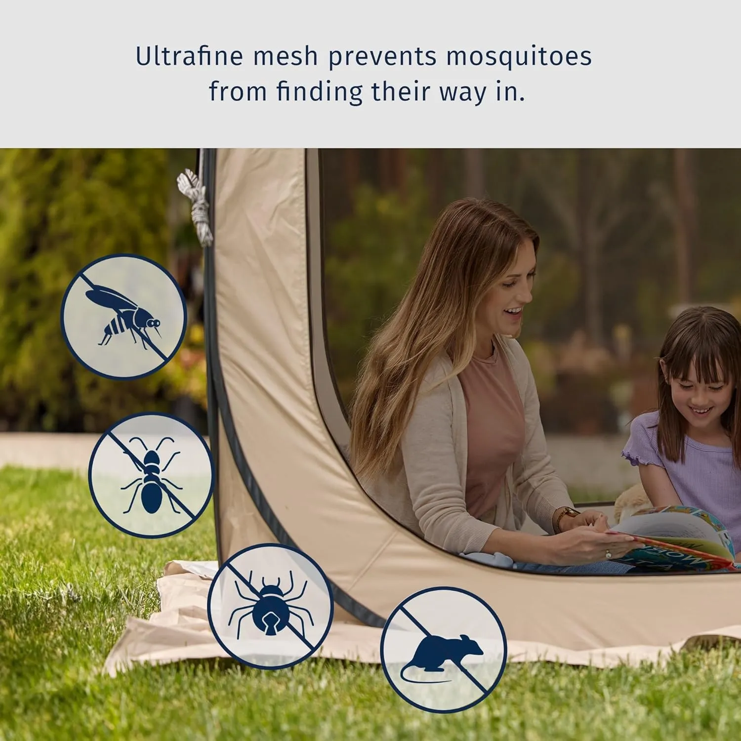 EAST OAK Screen House Tent Pop-Up, Portable Screen Room Canopy Instant Screen Tent 6 x 6 FT with Carry Bag for Patio, Backyard, Deck & Outdoor Activities, Light Volet