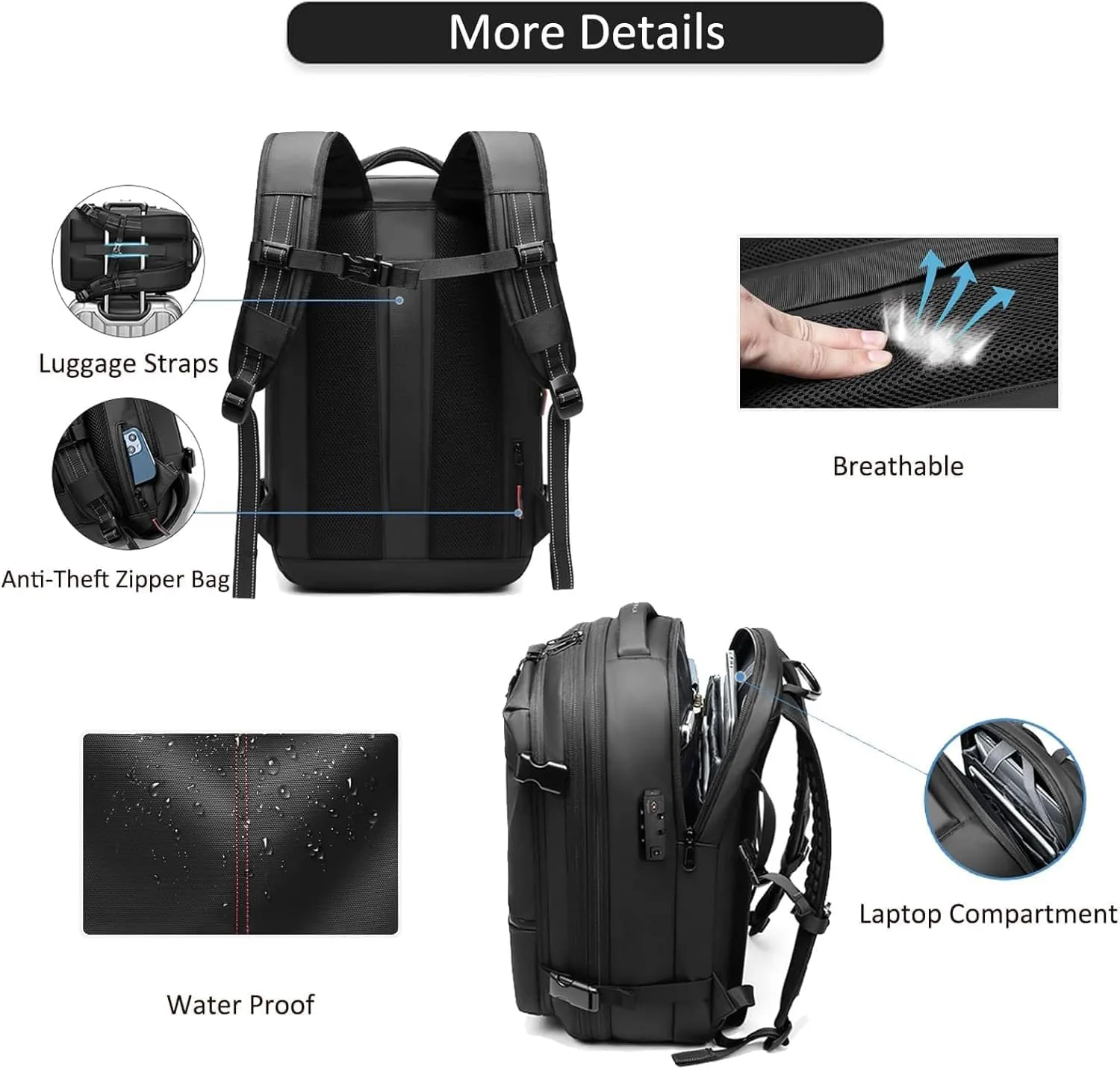 Easy Vac Pack Backpack, Easyvacpack usa Carry on, Vacuum Compression System Expands Capacity to 60L, Easy to Take on Plane (Blue   (with air pump))