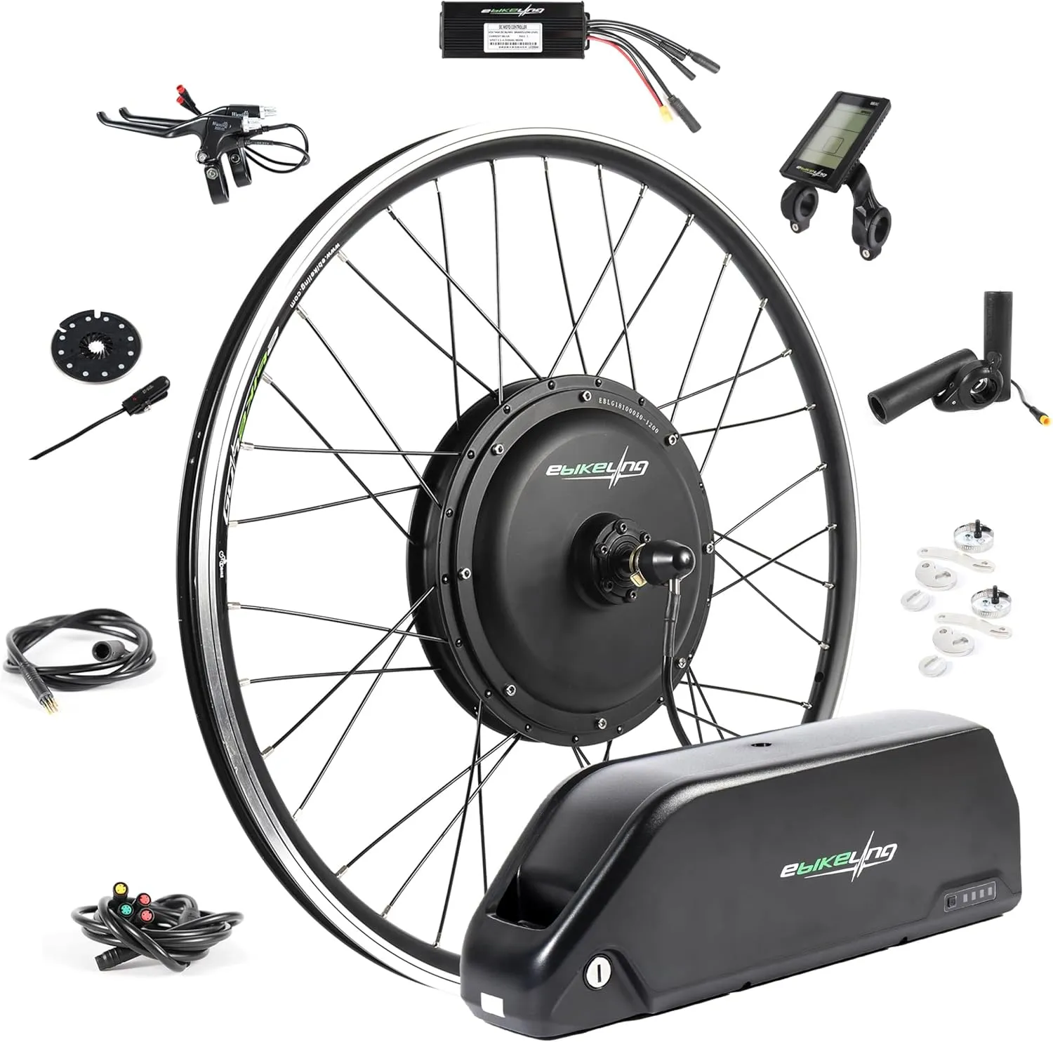 EBIKELING Waterproof Ebike Conversion Kit with Battery 26" Direct Drive Front or Rear Wheel Electric Bike Conversion Kit Ebike Battery & Charger Included 1500W 1200W Electric Bike for Adults