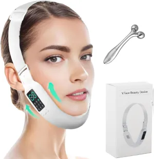 Electirc V-Face Double Chin Beauty Device – 8 Modes Facial Tool for Jawline & Double Chin Area Support   Free 3D Roller for Skin Care Routine