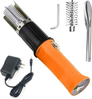 Electric Fish Scaler with Extra Stainless Steel Roller Blade for Scraping Salmon and Other's Fish,Powerful Cordless Fish Scale Remover Cleaner Skinner Kit Designed with 12V Rechargeable Battery