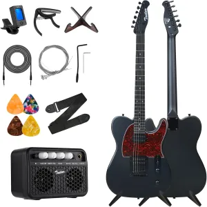 Electric Guitar Kit, 39 Inch Solid Poplar Right Hand Guitar Electric for Professional Player with Amp   Straps   4*Guitar Picks   6*String Set   Tuner   Cable   Electric Guitar Bag