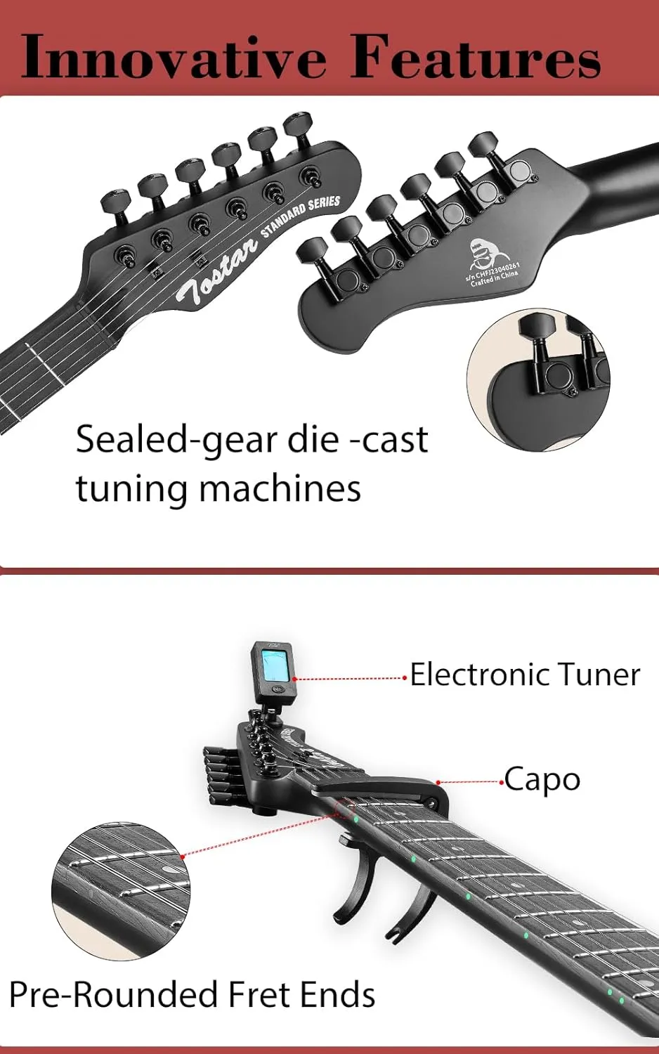 Electric Guitar Kit, 39 Inch Solid Poplar Right Hand Guitar Electric for Professional Player with Amp   Straps   4*Guitar Picks   6*String Set   Tuner   Cable   Electric Guitar Bag