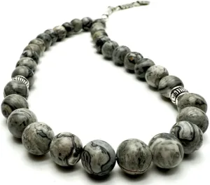 Elegant 8mm Jasper Map Agate Handmade Tasbih – Gemstone 33 Muslim Prayer Beads, Metal Tassel with Special Case | Islamic Gifts for Dhikr, Namaz, Meditation