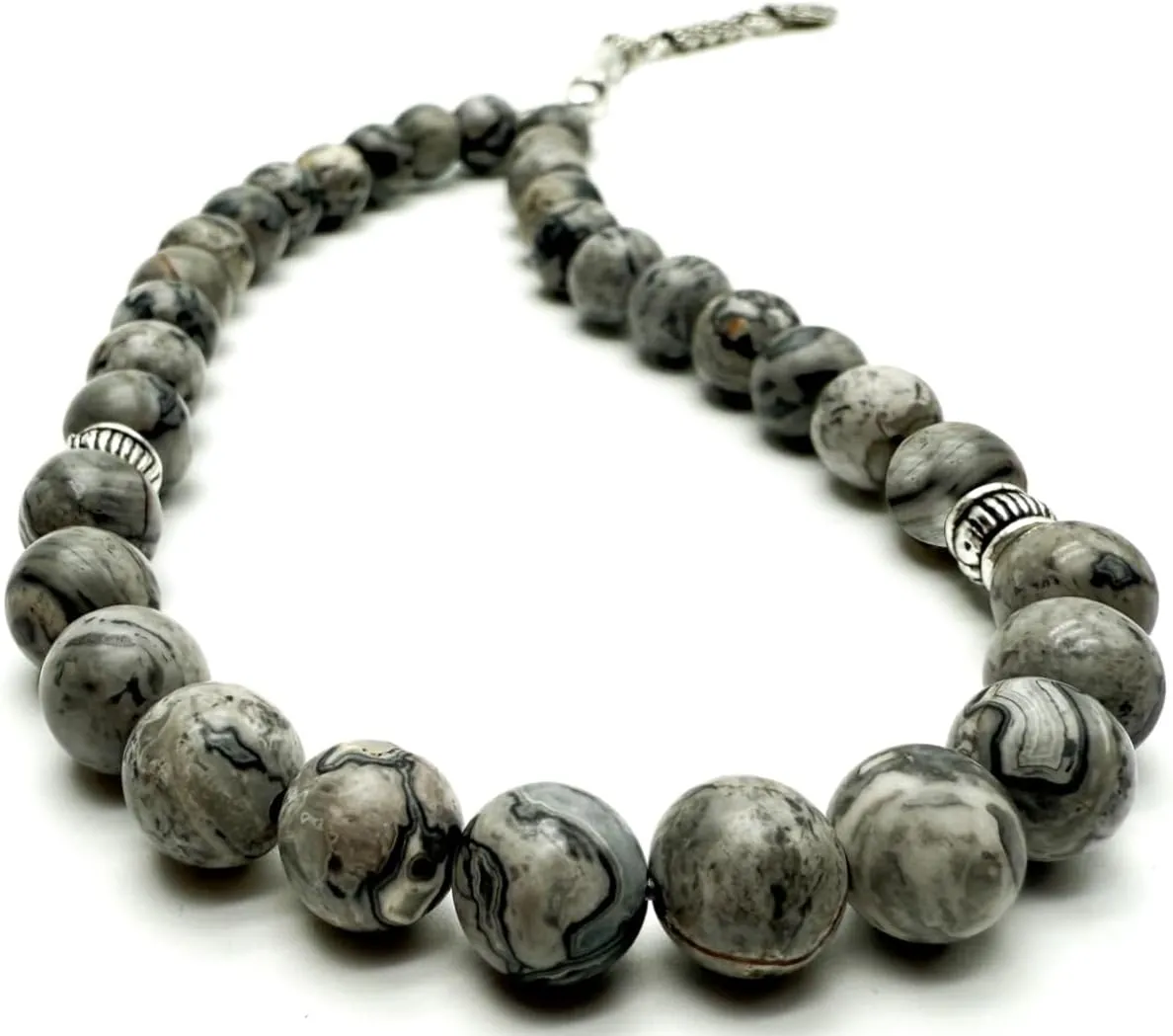 Elegant 8mm Jasper Map Agate Handmade Tasbih – Gemstone 33 Muslim Prayer Beads, Metal Tassel with Special Case | Islamic Gifts for Dhikr, Namaz, Meditation