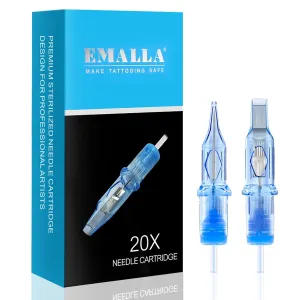 Emalla ELIOT Tattoo Cartridge Needles, 20Pcs Premium Tattoo Needles #10 Bugpin Curved Magnum Tattoo Cartridges 1015CML Tattoo Needles Diameter 0.30mm Long Taper 5.0mm for Machine Tattoo Supplies