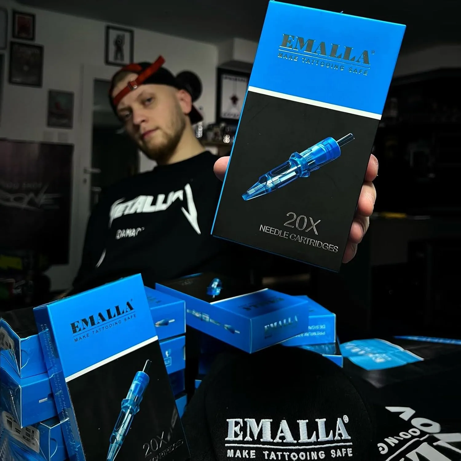Emalla ELIOT Tattoo Cartridge Needles, 20Pcs Premium Tattoo Needles #10 Bugpin Curved Magnum Tattoo Cartridges 1015CML Tattoo Needles Diameter 0.30mm Long Taper 5.0mm for Machine Tattoo Supplies