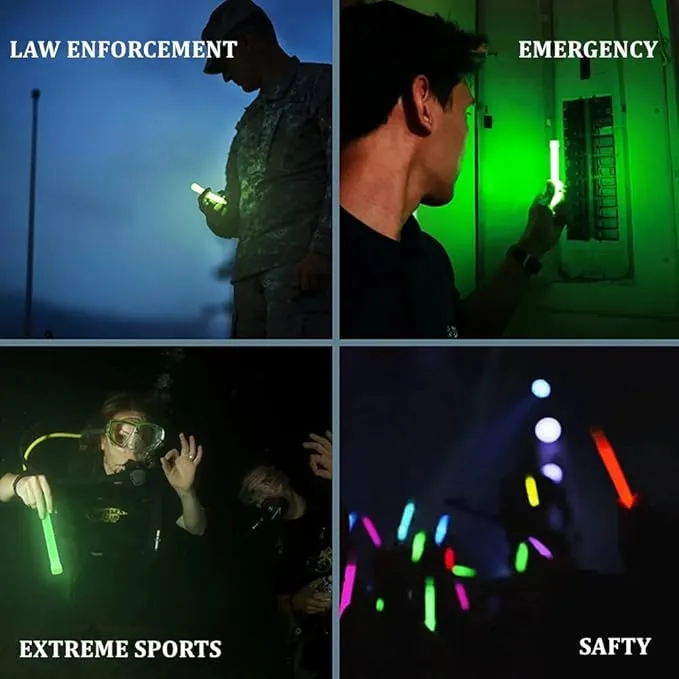 Emergency Safety Military Grade Glow Sticks; 10pcs, 6" Ultra Bright Glow Sticks with 12 Hours Duration. Great for Hiking, Party, Camping, Blackouts, Hurricane, First Aid and Survival Kits (Red)