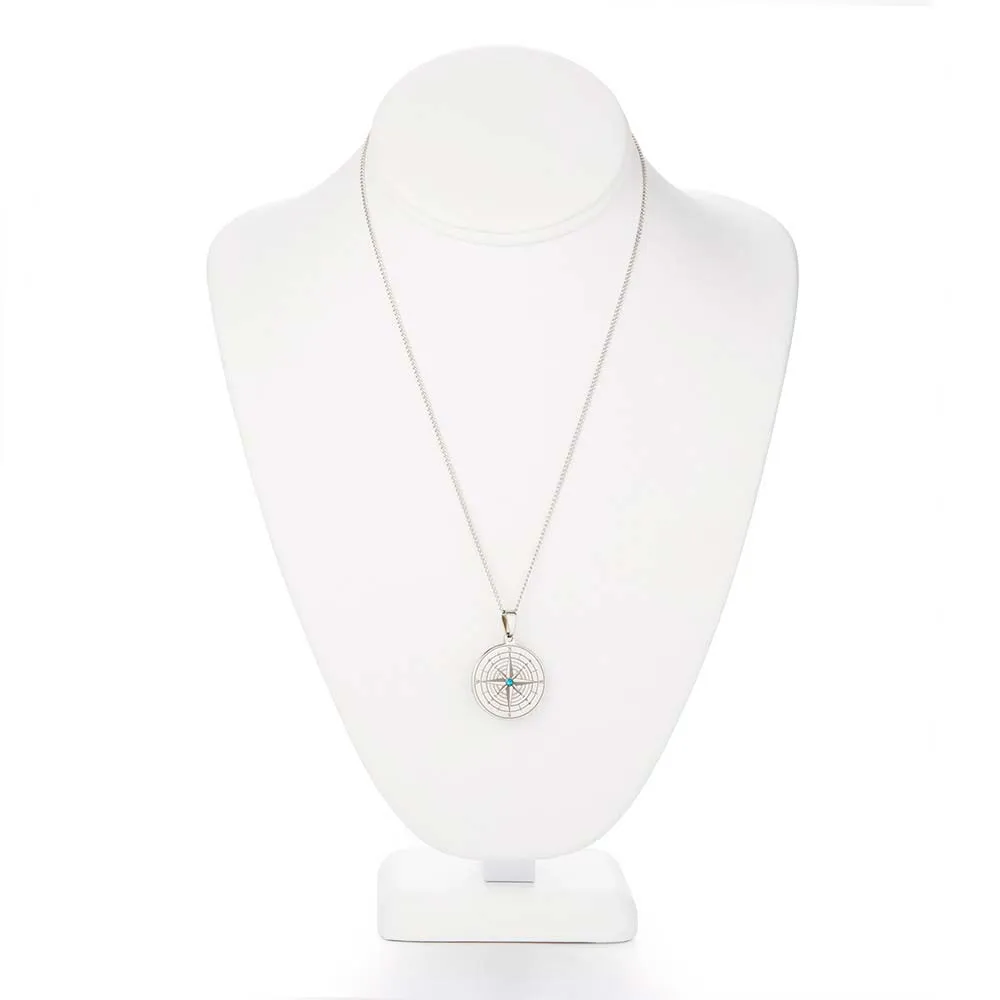 Engravable Compass Pendant with Custom Birthstone
