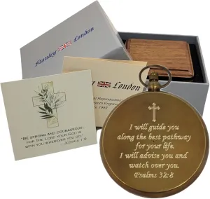 Engraved Baptism Compass Gift | Confirmation Compass Personalized | Engraved Religious Gifts of Faith for Catholic or Christian Men, Teen Boy, Boys, Son, Grandson
