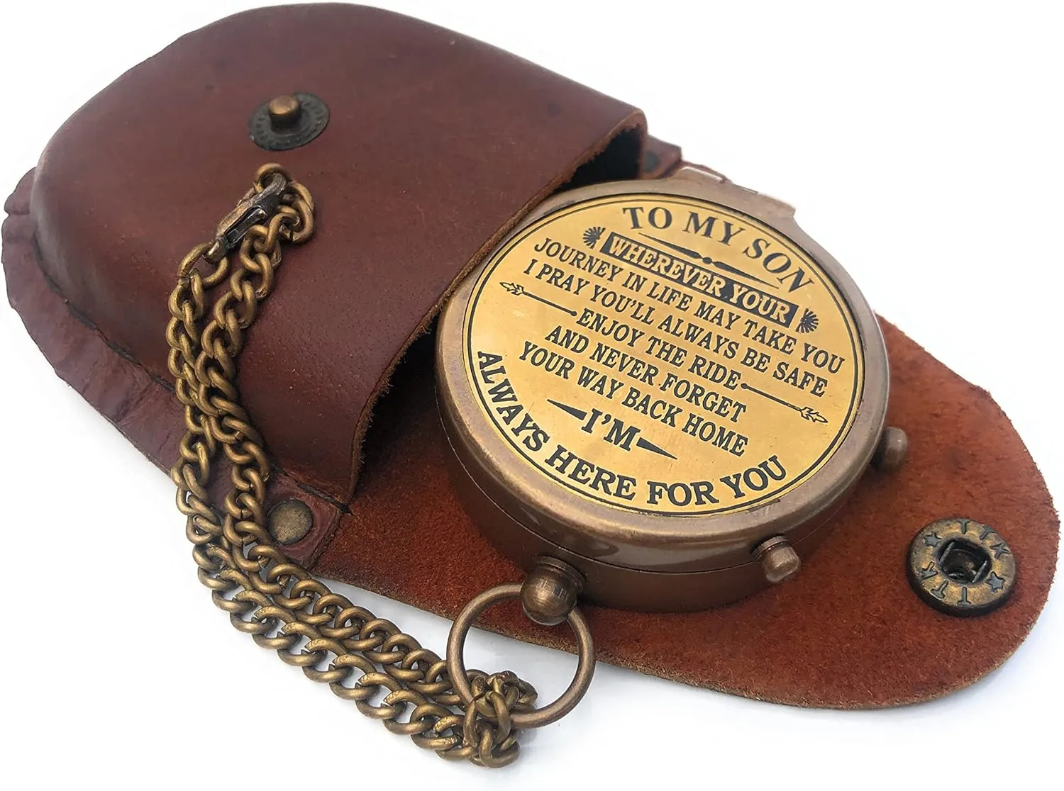 Engraved Brass Compass Gift to My Son/Nautical Gift for Son from Dad/Gift to Son from Mom/Gift for Son,Father Son Gift,Mother Son Gift,Love Mom,Son from Mom, Love Dad/with Leather Case