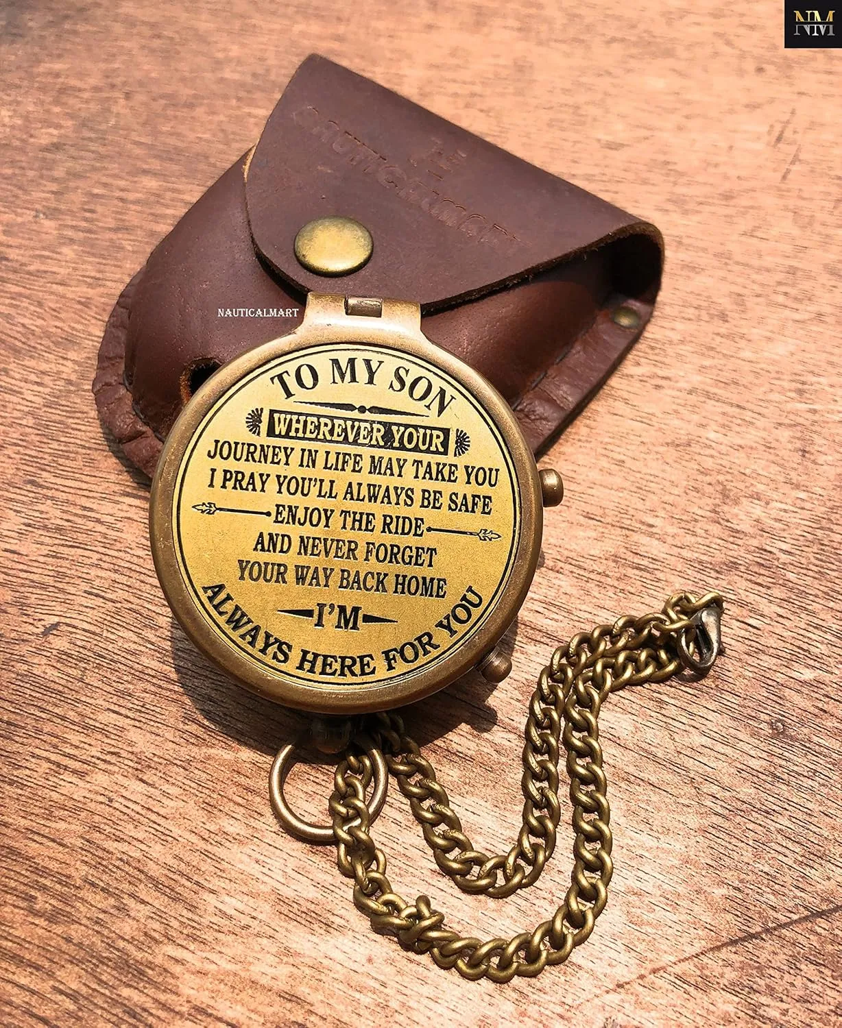 Engraved Brass Compass Gift to My Son/Nautical Gift for Son from Dad/Gift to Son from Mom/Gift for Son,Father Son Gift,Mother Son Gift,Love Mom,Son from Mom, Love Dad/with Leather Case