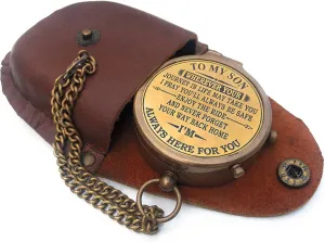 Engraved Brass Compass Gift to My Son/Nautical Gift for Son from Dad/Gift to Son from Mom/Gift for Son,Father Son Gift,Mother Son Gift,Love Mom,Son from Mom, Love Dad/with Leather Case