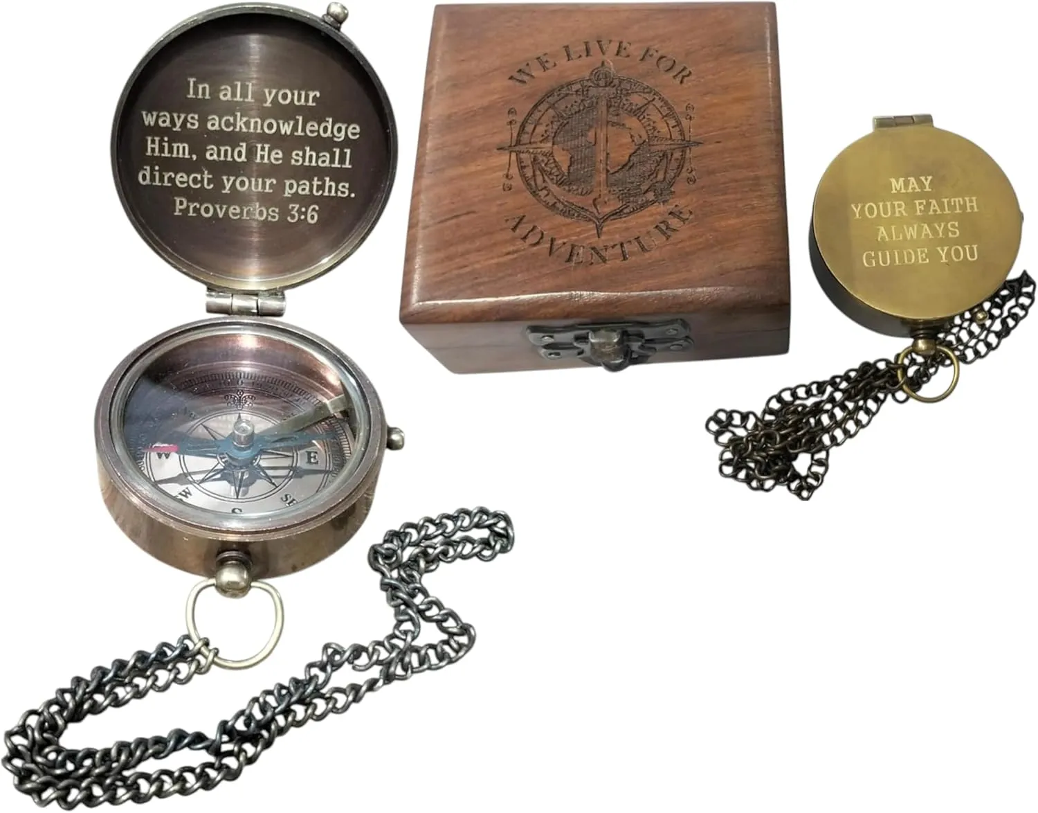 Engraved Brass Compass - 'May Your Faith Always Guide You' Quote – Vintage Nautical Gift for Graduation, Baptism, Retirement, Anniversary, or Christmas – Inspirational Pocket Compass by Zomayra