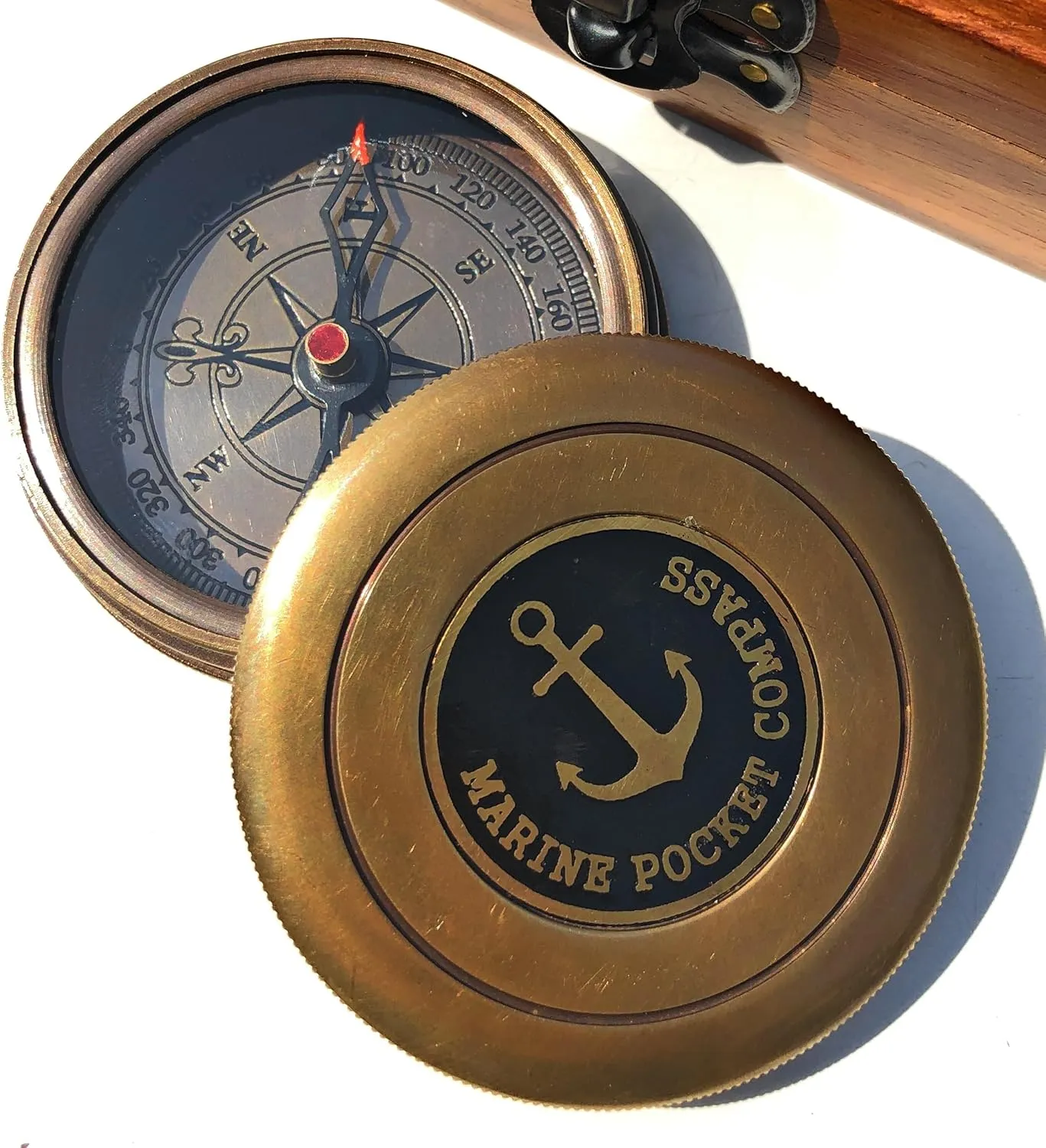 Engraved Brass Compass with Wooden Box - Famous Poet Quotes, Graduation Day & Baptism Gifts for Men & Boys
