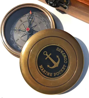 Engraved Brass Compass with Wooden Box - Famous Poet Quotes, Graduation Day & Baptism Gifts for Men & Boys