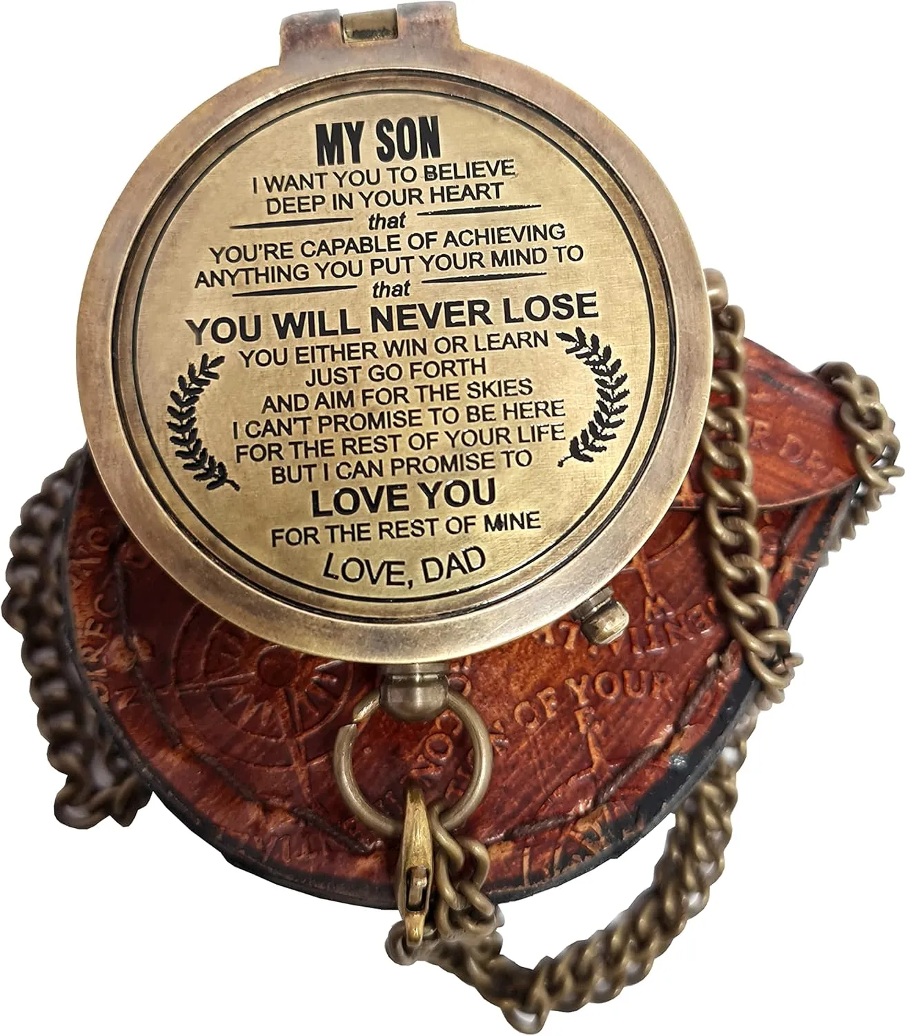 Engraved Compass, Customized Brass Compass for Anniversary, Birthday, Graduation, Confirmation Gift