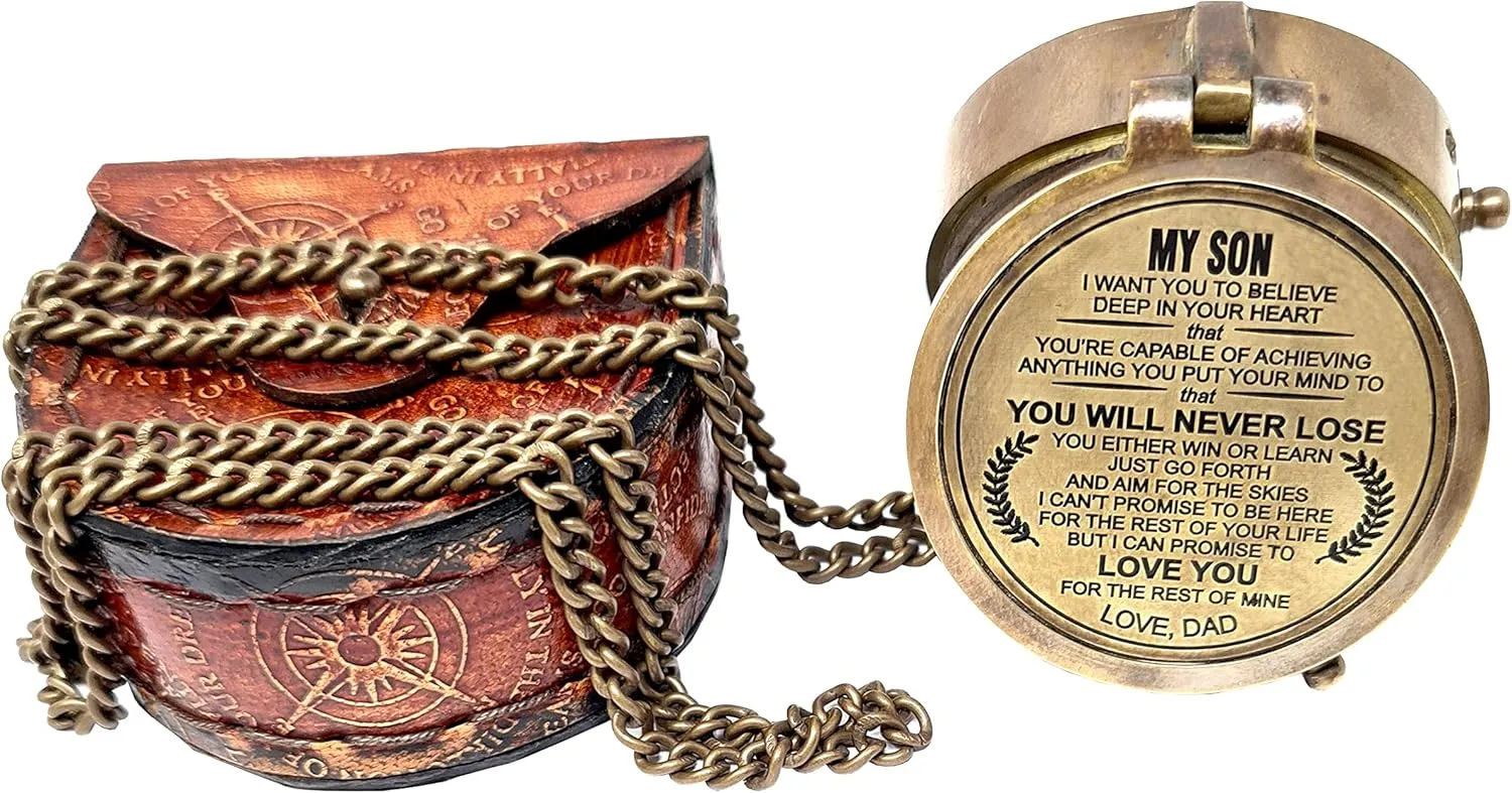 Engraved Compass, Customized Brass Compass for Anniversary, Birthday, Graduation, Confirmation Gift