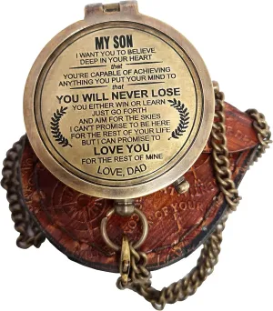 Engraved Compass, Customized Brass Compass for Anniversary, Birthday, Graduation, Confirmation Gift