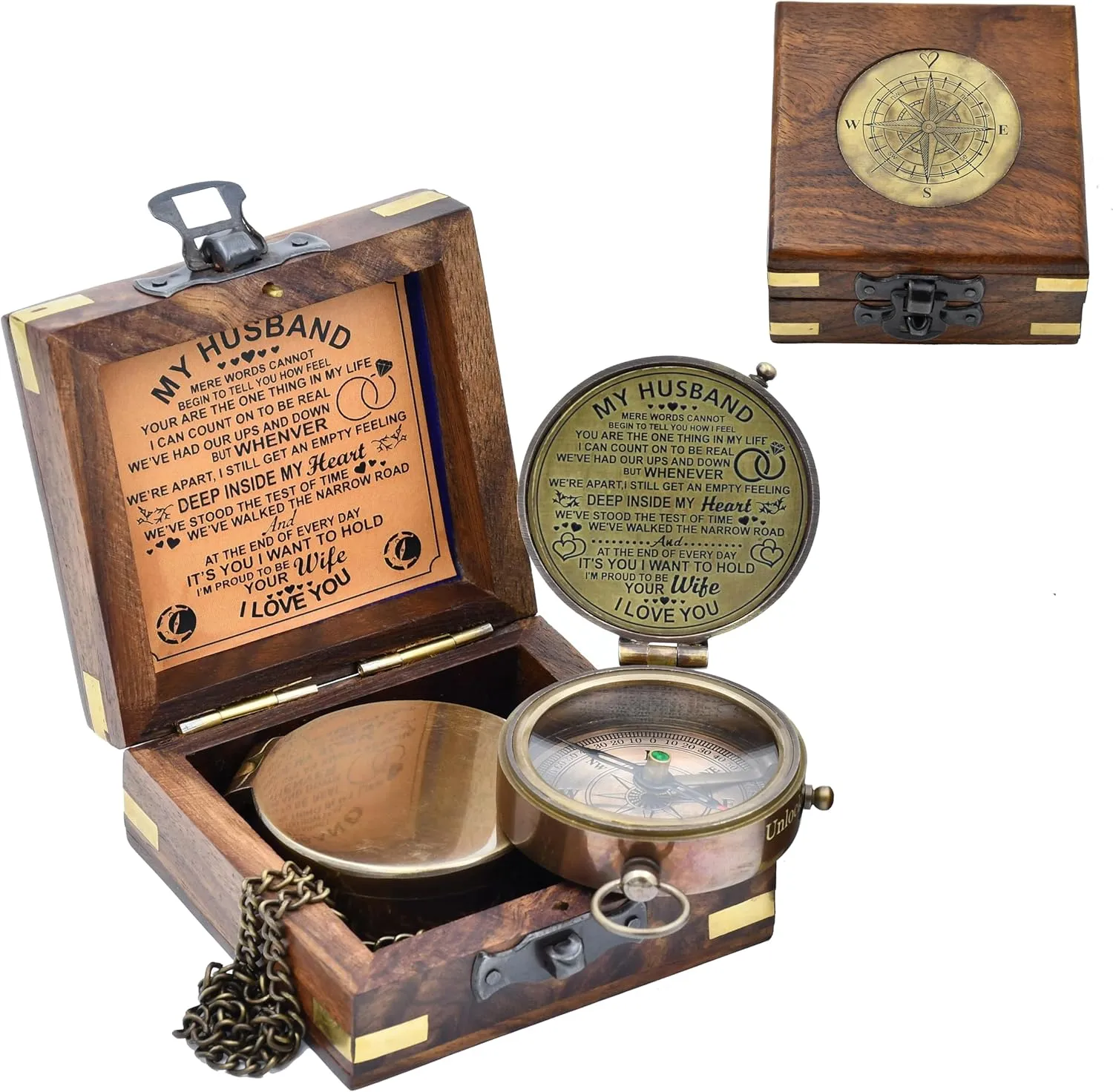 Engraved Compass - Gift for Husband, Him, Long Distance Boyfriend, Fiance, Army Boyfriend, Long Distance Relationship