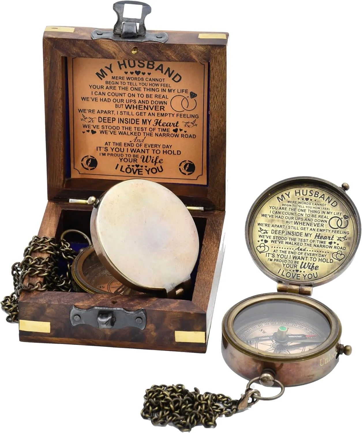 Engraved Compass - Gift for Husband, Him, Long Distance Boyfriend, Fiance, Army Boyfriend, Long Distance Relationship