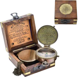 Engraved Compass - Gift for Husband, Him, Long Distance Boyfriend, Fiance, Army Boyfriend, Long Distance Relationship