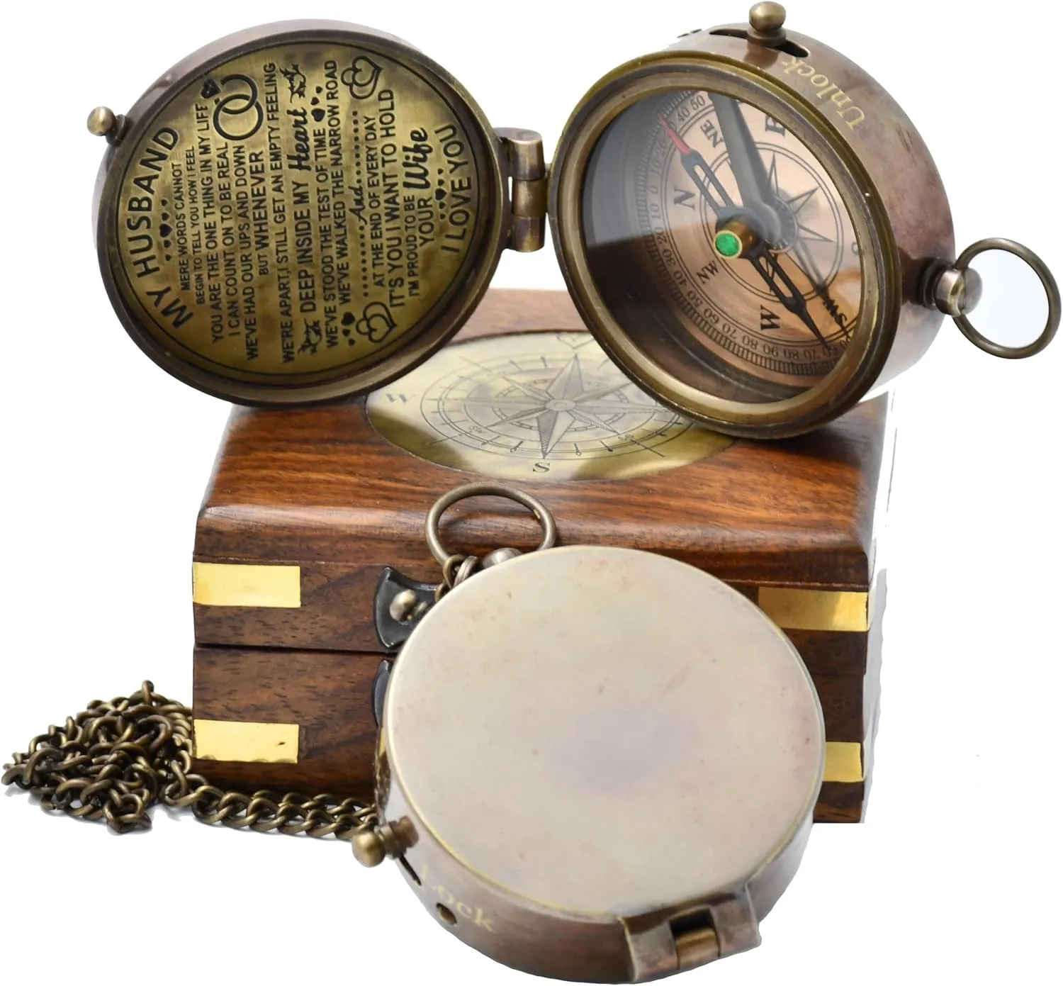 Engraved Compass - Gift for Husband, Him, Long Distance Boyfriend, Fiance, Army Boyfriend, Long Distance Relationship