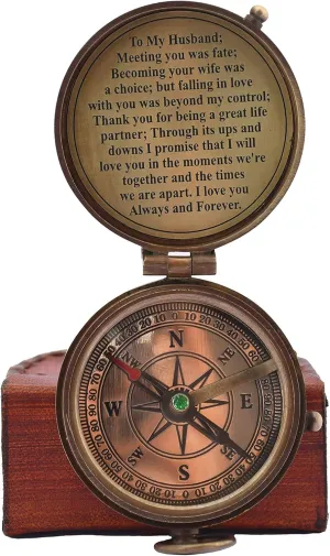 Engraved Compass, Gift for Husband,Anniversary,Wedding Gift for Him, Long Distance Boyfriend Gift, Fiance Gift I Miss You Long Distance Relationship Gift Boyfriend Gift