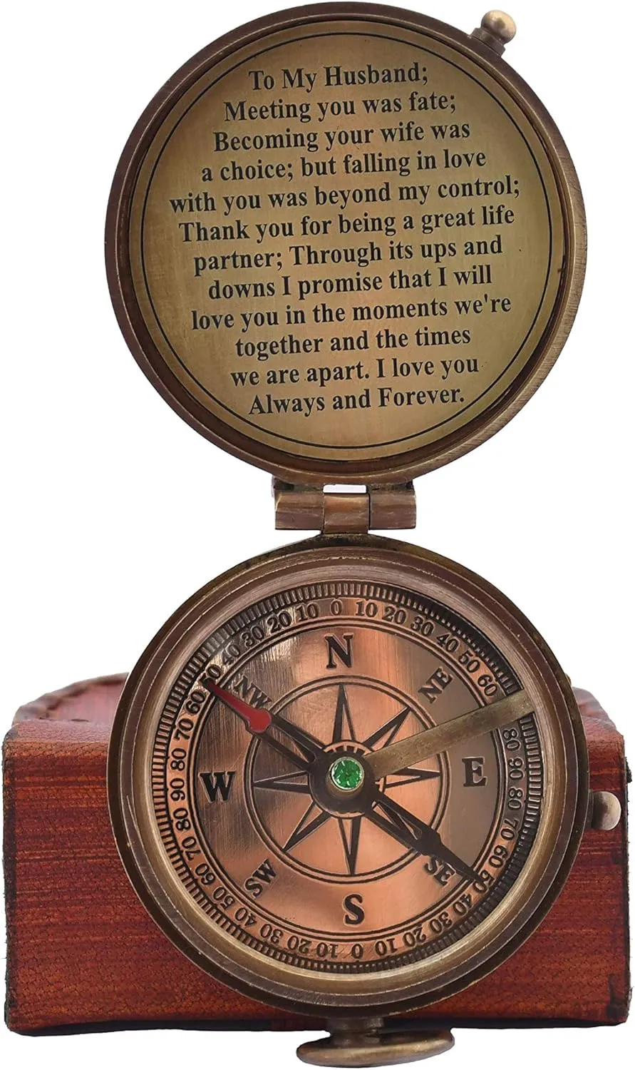 Engraved Compass, Gift for Husband,Anniversary,Wedding Gift for Him, Long Distance Boyfriend Gift, Fiance Gift I Miss You Long Distance Relationship Gift Boyfriend Gift