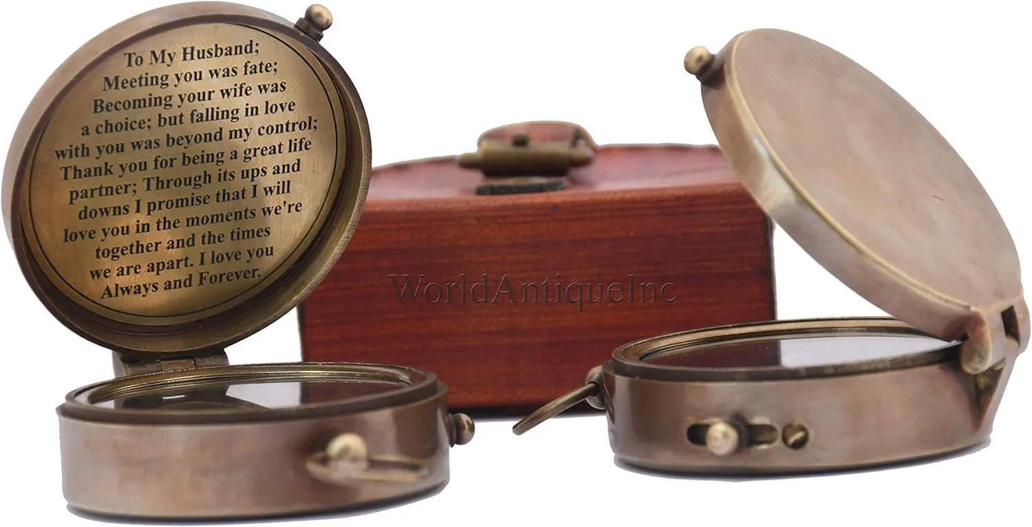 Engraved Compass, Gift for Husband,Anniversary,Wedding Gift for Him, Long Distance Boyfriend Gift, Fiance Gift I Miss You Long Distance Relationship Gift Boyfriend Gift