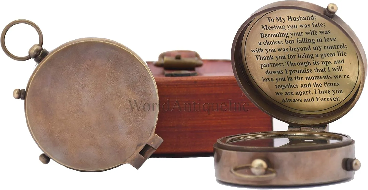 Engraved Compass, Gift for Husband,Anniversary,Wedding Gift for Him, Long Distance Boyfriend Gift, Fiance Gift I Miss You Long Distance Relationship Gift Boyfriend Gift