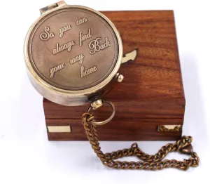 Engraved Compass – So You Can Always Find Your Way Back Home – Gift for Boyfriend, Husband, Son, Groom – Anniversary, Graduation, Birthday Gift for Him or Her
