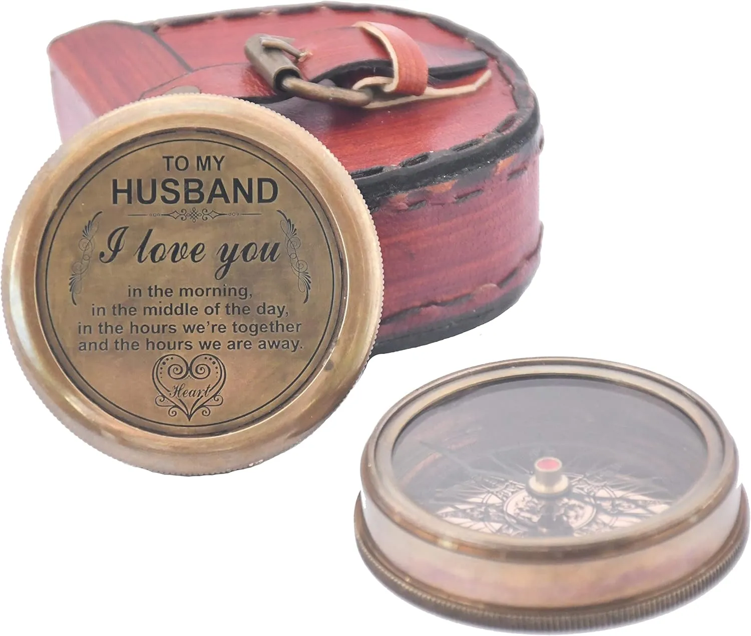Engraved Compass, to My Husband I Love You, Brass Compass Engraved Gifts for Men, Bronze for Men, Romantic Gifts for Him/Her, Keepsake Gifts for Husband
