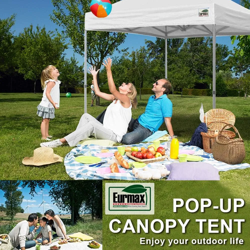 Eurmax USA Premium 10'x10' Pop-up Canopy Tent Party Tent Commercial Instant Canopies Shelter with Removable Sidewalls with Wheeled Carry Bag Bonus 4 Sand Bags(Red)
