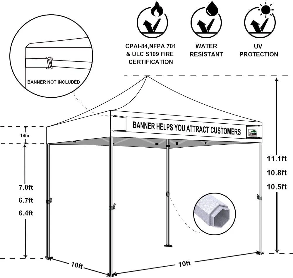Eurmax USA Premium 10'x10' Pop-up Canopy Tent Party Tent Commercial Instant Canopies Shelter with Removable Sidewalls with Wheeled Carry Bag Bonus 4 Sand Bags(Red)