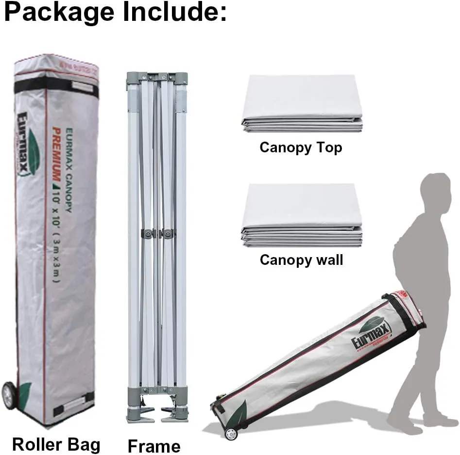 Eurmax USA Premium 10'x10' Pop-up Canopy Tent Party Tent Commercial Instant Canopies Shelter with Removable Sidewalls with Wheeled Carry Bag Bonus 4 Sand Bags(Red)