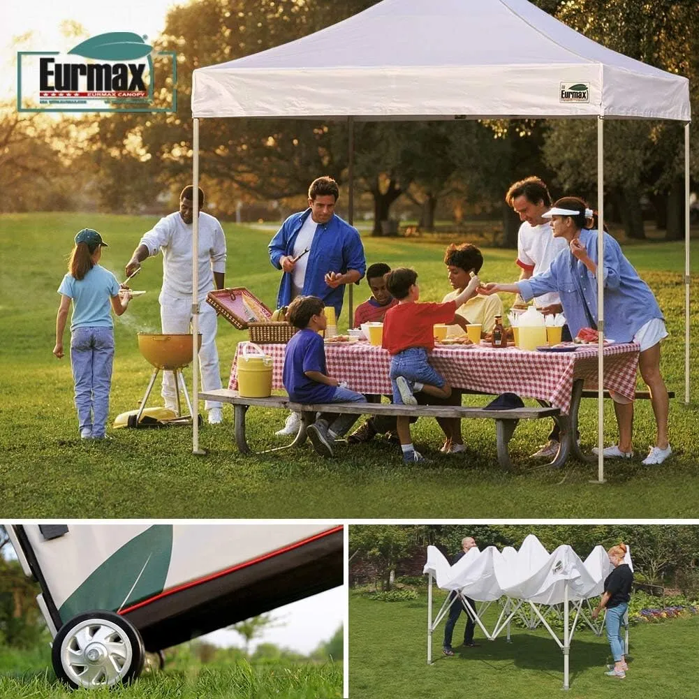 Eurmax USA Premium 10'x15' Pop-up Canopy Tent Party Tent Commercial Instant Canopies Shelter with Removable Sidewalls with Wheeled Carry Bag Bonus 4 Sand Bags(Yellow)