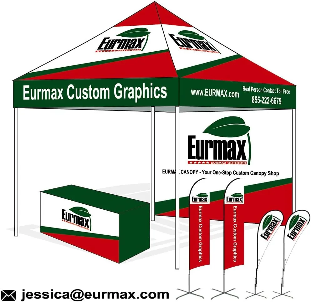 Eurmax USA Premium 10'x20' Pop-up Canopy Tent Party Tent Commercial Instant Canopies Shelter with Removable Sidewalls with Wheeled Carry Bag Bonus 4 Sand Bags