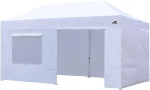 Eurmax USA Professional Pop up Canopy Wedding Party Tent Instant Outdoor Gazebo with Side Walls Aluminum Frame Commercial Grade Bonus Roller Bag(White)